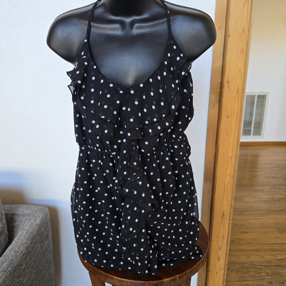 Eyelash Couture Black and White Polka Dot Mini Dress